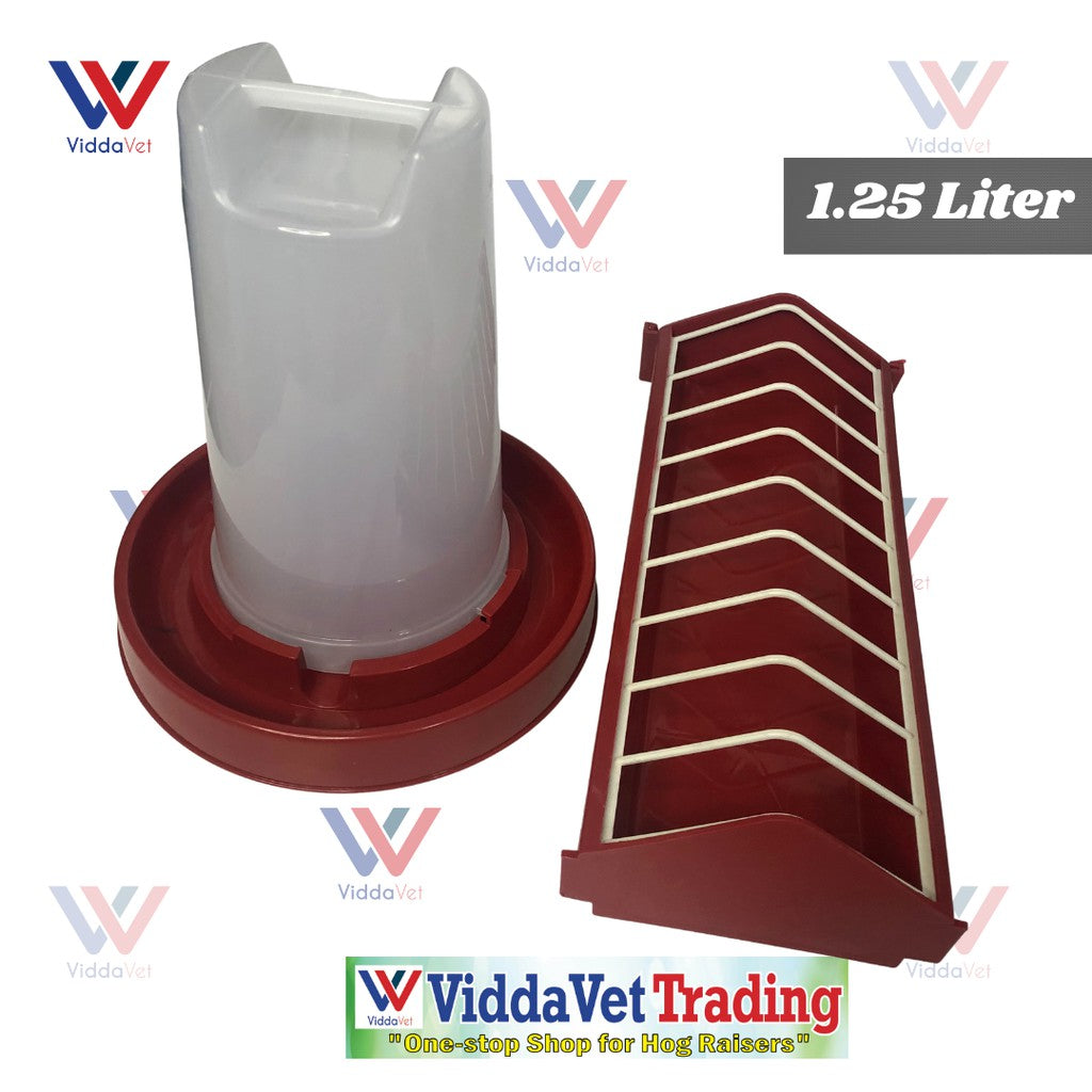 Chicken Drinker 1.25L with Linear Feeder 1ft