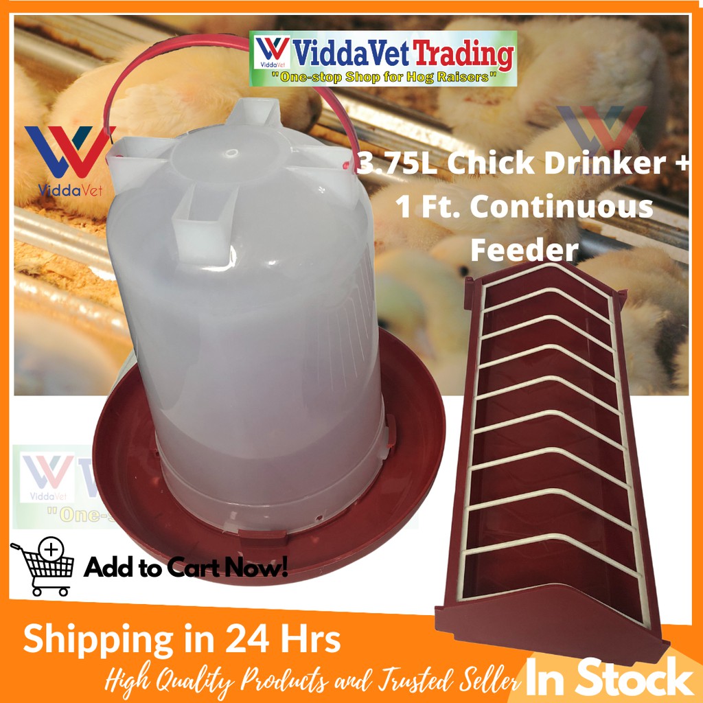 Chick Drinker 3.75L with Continuous Chick Feeder 1ft