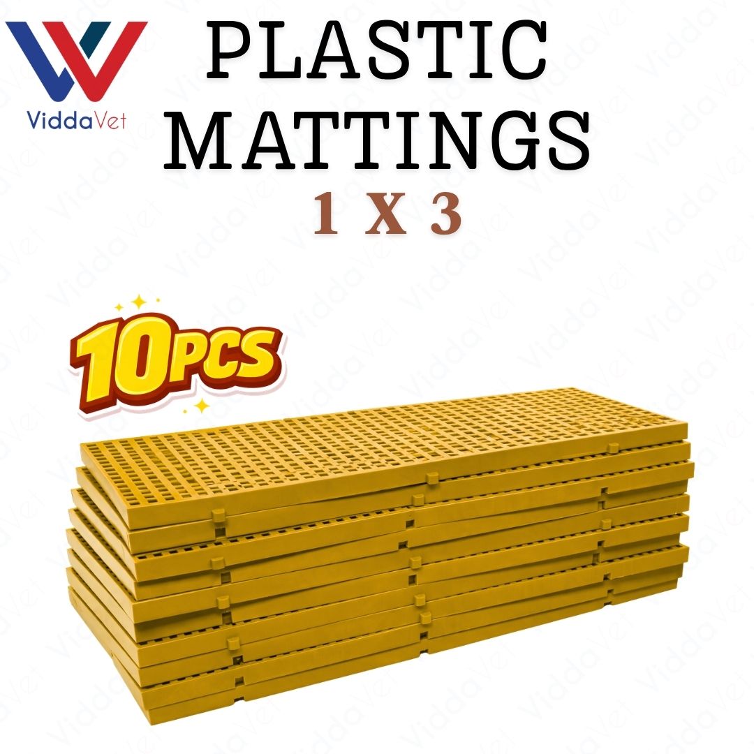 1x3 Yellow Plastic Matting for Animal Pens Non Slip Easy Clean Flooring