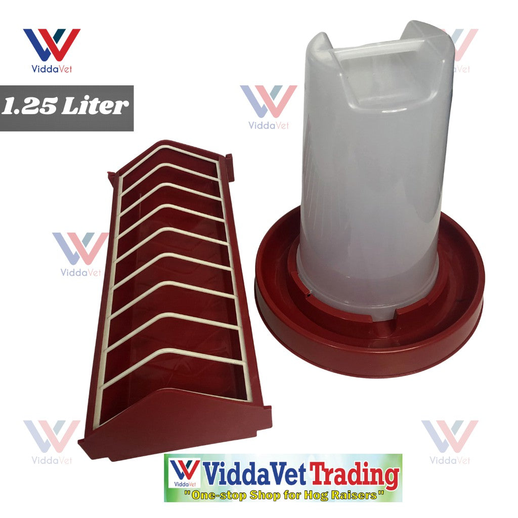 Chicken Drinker 1.25L with Linear Feeder 1ft