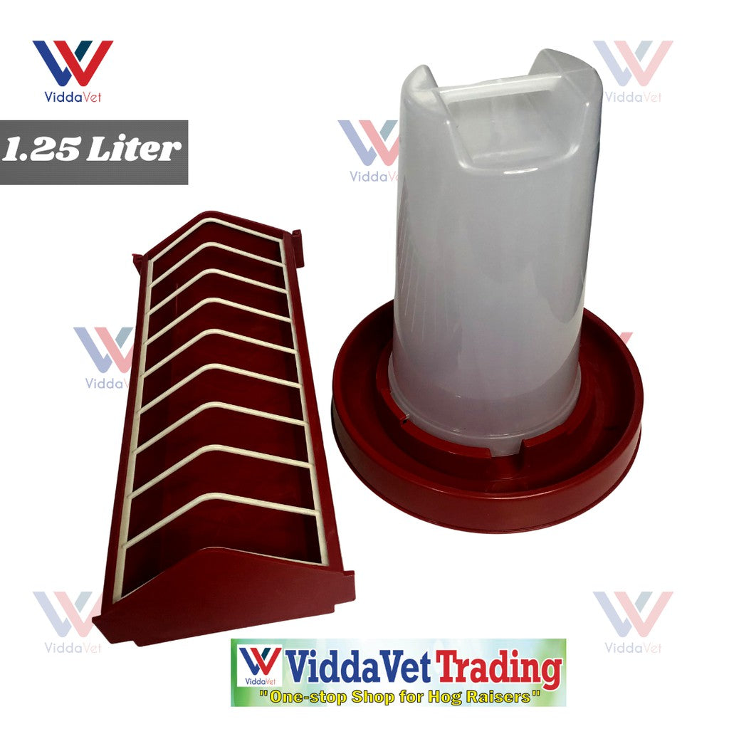 Chicken Drinker 1.25L with Linear Feeder 1ft