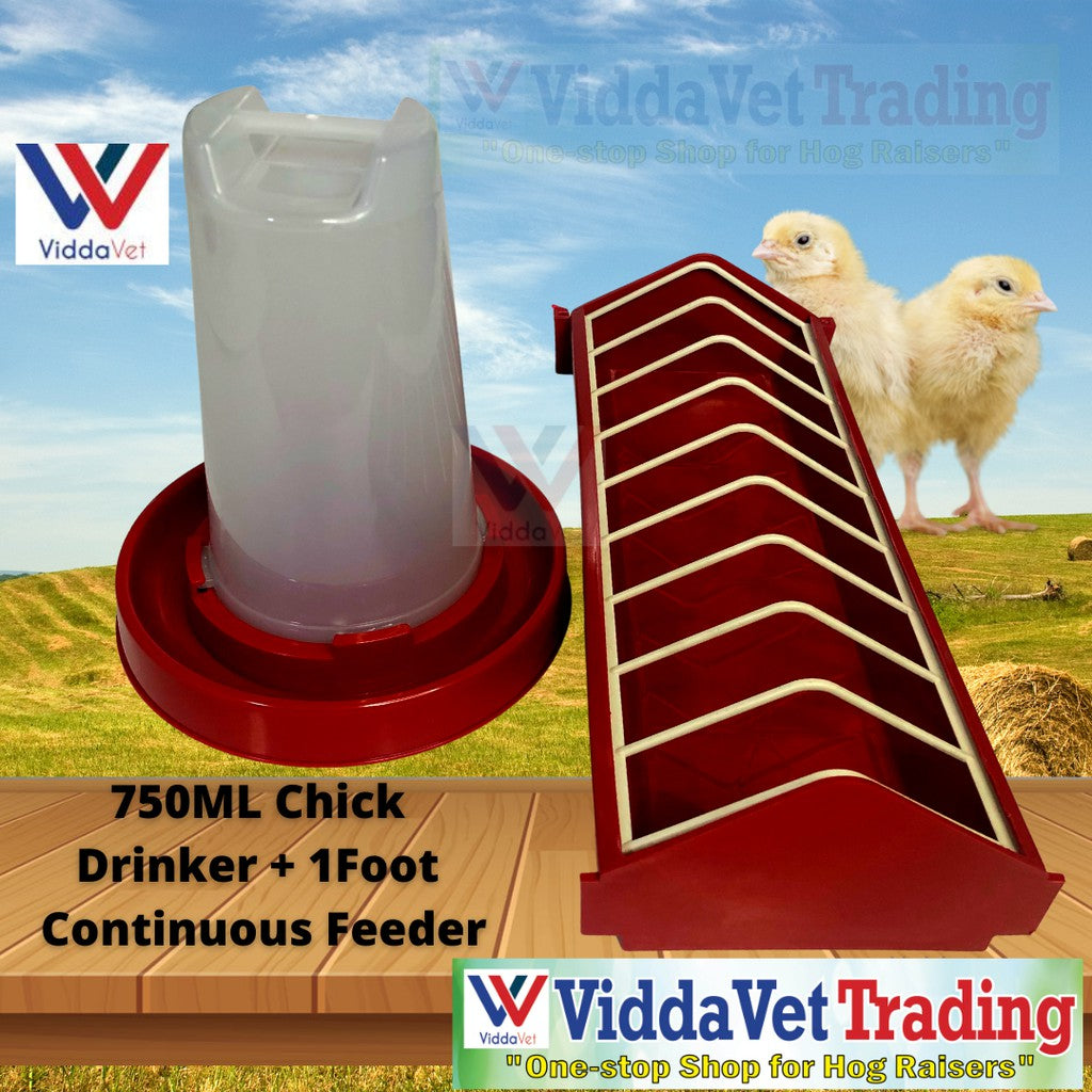 Chicken Drinker 750ml with Continuous Feeder 1ft