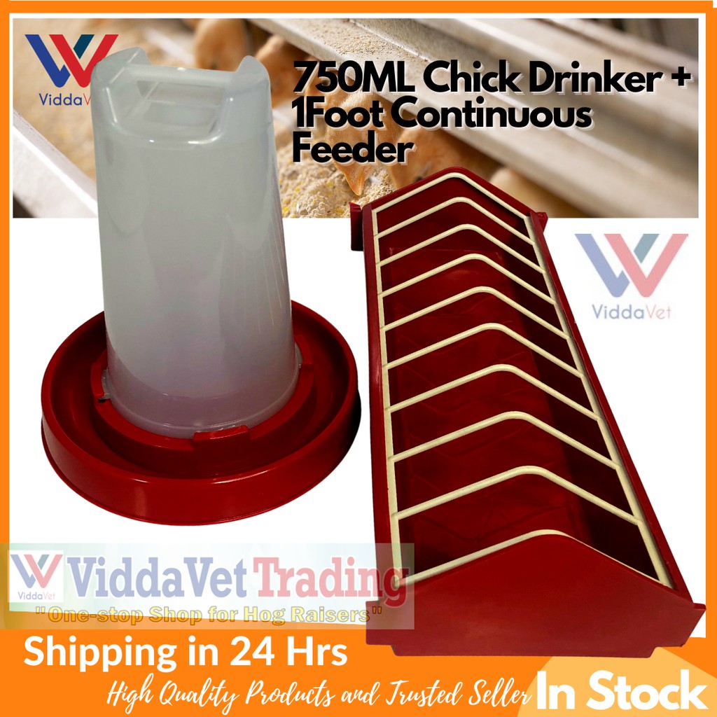 Chicken Drinker 750ml with Continuous Feeder 1ft