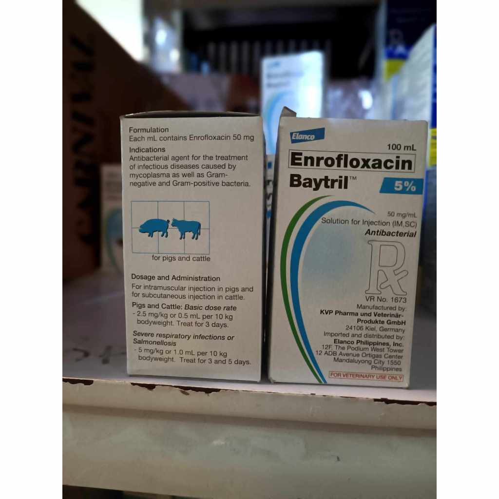 1 bot Baytril 5% 100ml Enro for animals