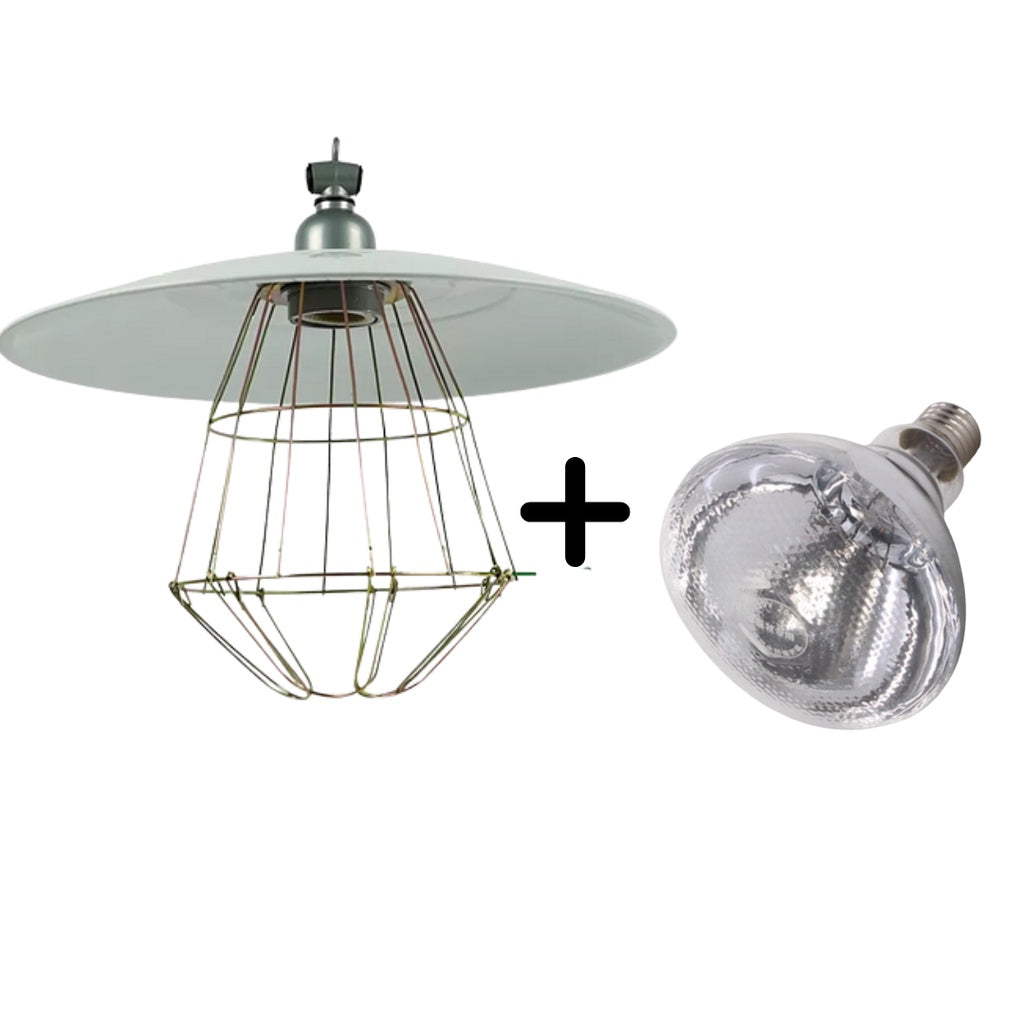 Metal Heat lamp shade with net + bulb guard brooder lamp brooder heat lamp with infrared bulb