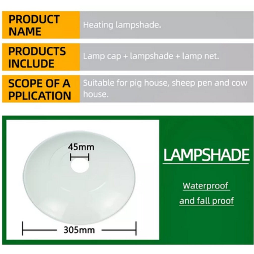 Brooder Metal Heat Lamp Shade with Bulb