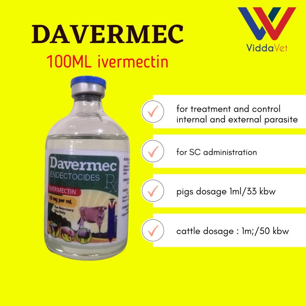 1 bottle davermec 100ml pampurga for animals cattle goat pigs