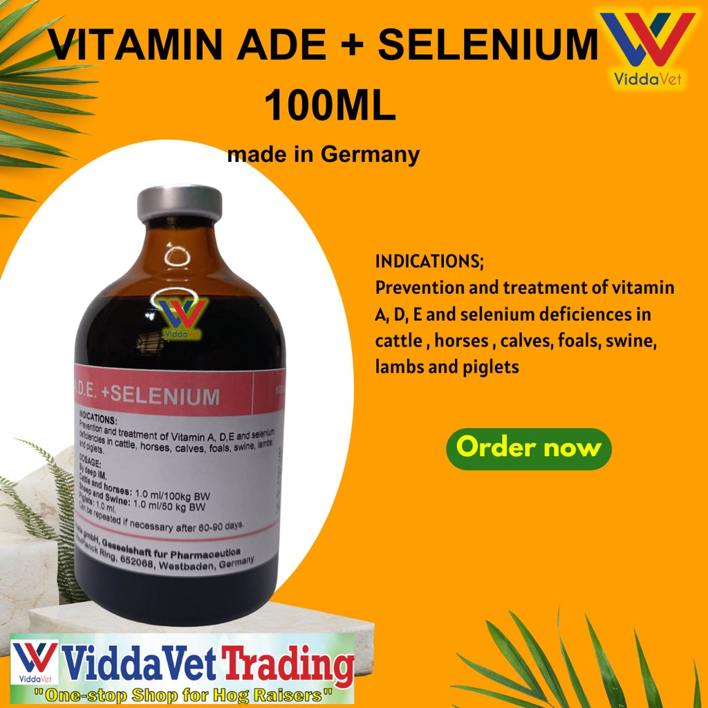 1 bottle Vit ADE + Selenium 100ml injectable from Germany for animals pig , calves