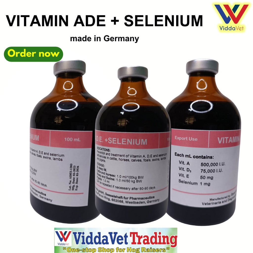 1 bottle Vit ADE + Selenium 100ml injectable from Germany for animals pig , calves