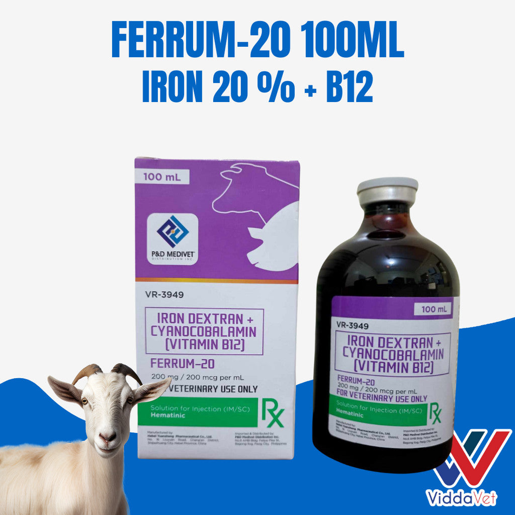 1 bot Ferrum -20 for anti anemia iron dextran for piglets calves goat 100ml