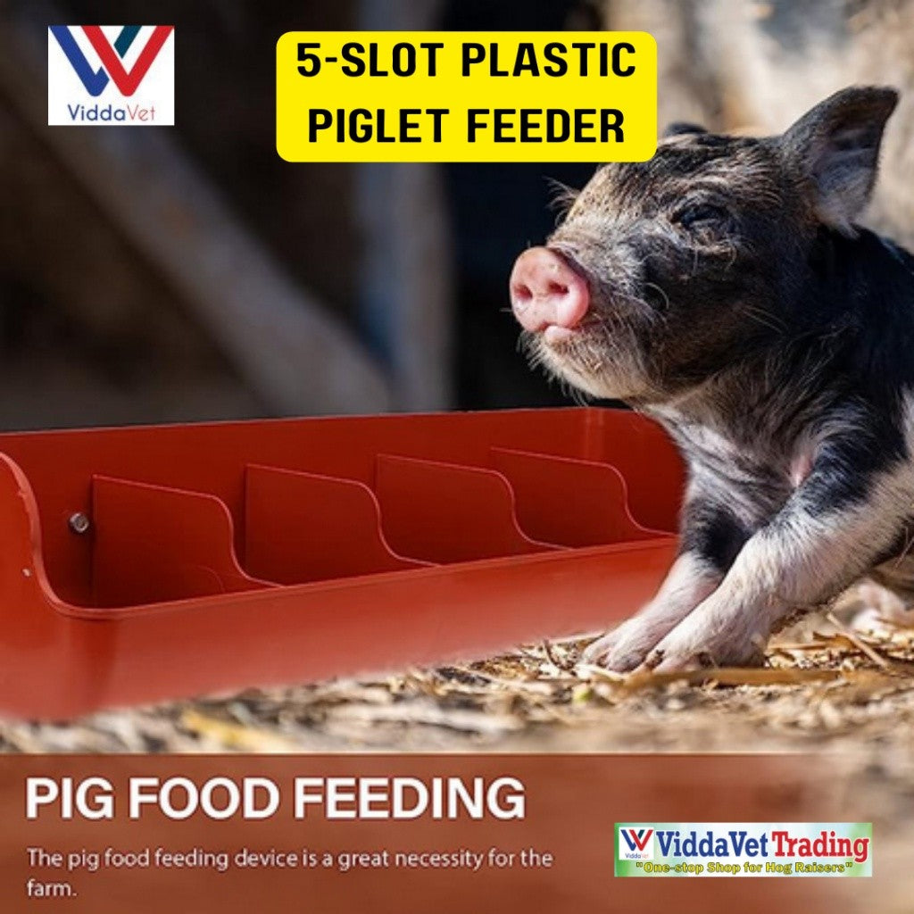 Plastic Piglet Feeder 5 Slot Brown