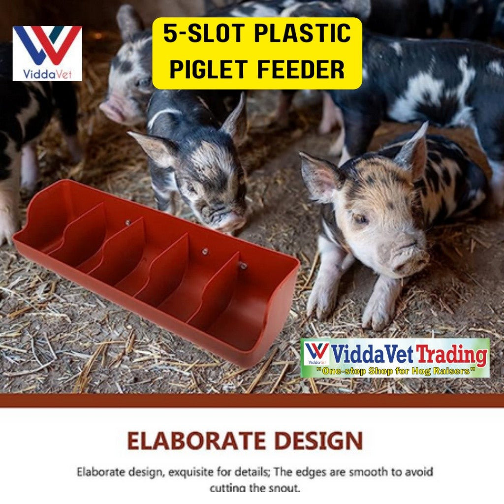 Plastic Piglet Feeder 5 Slot Brown