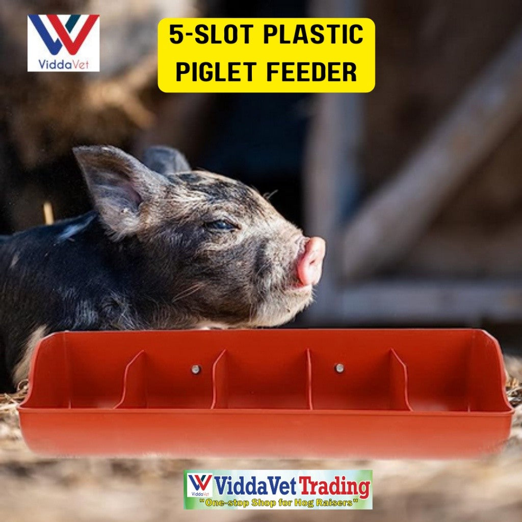 Plastic Piglet Feeder 5 Slot Brown