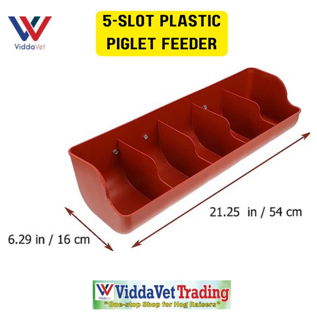 Plastic Piglet Feeder 5 Slot Brown