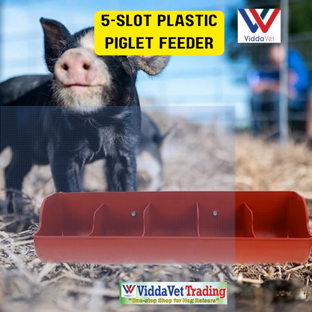 Plastic Piglet Feeder 5 Slot Brown