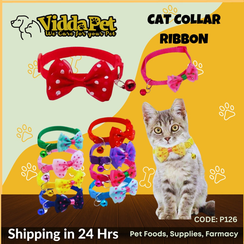 Colorful Cat Collar Ribbon with Bell 1pc