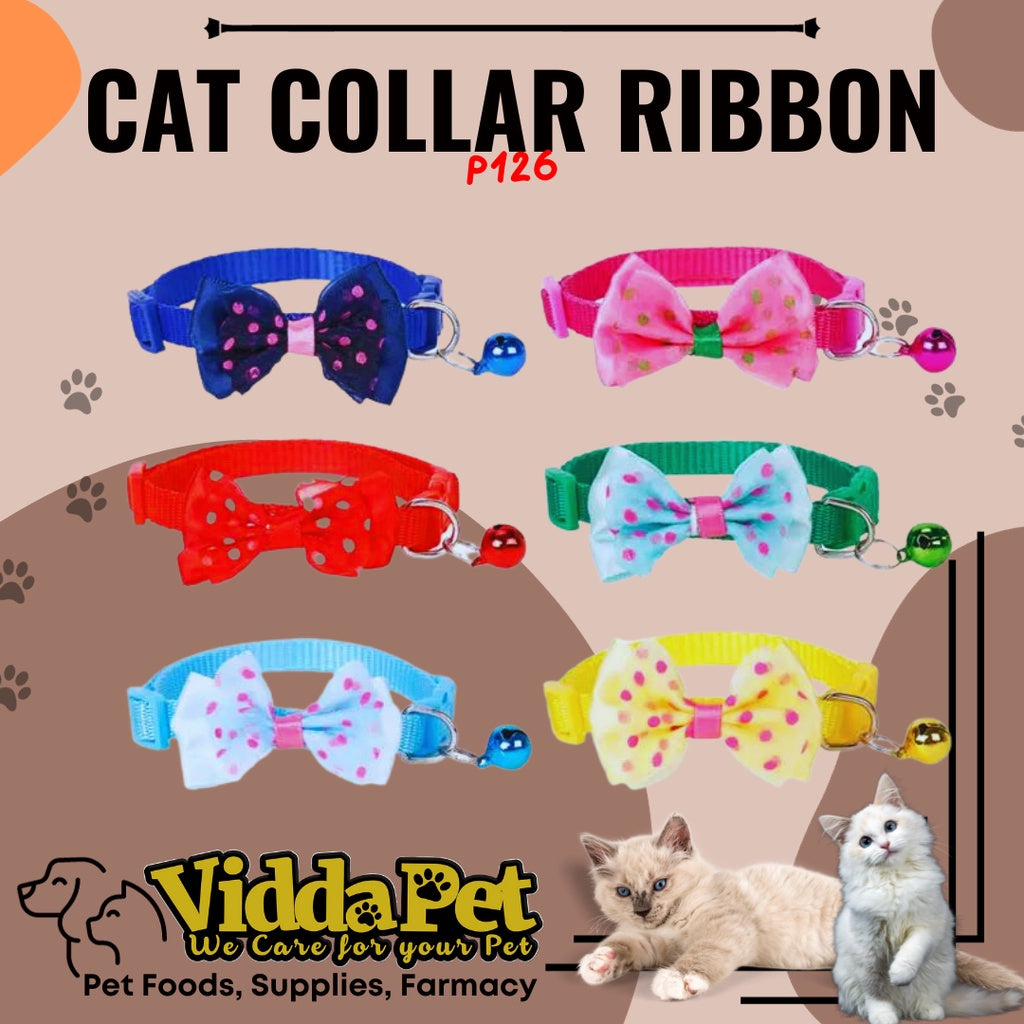 Colorful Cat Collar Ribbon with Bell 1pc