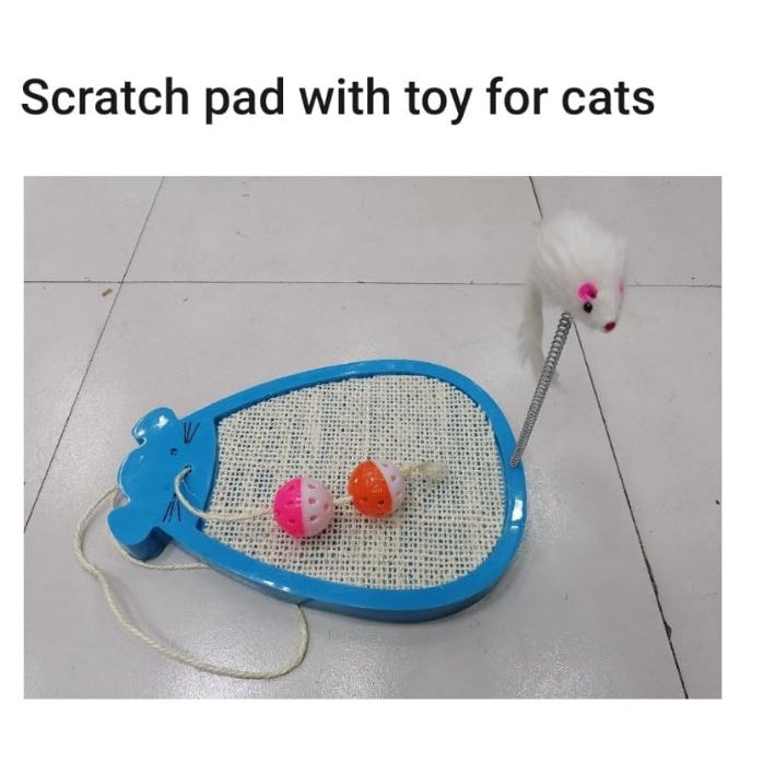 Cat Scratch Pad with Toys (Blue/ Pink/ Orange/ Random Color)