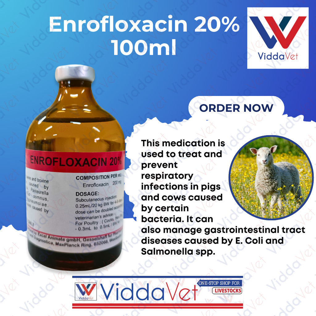 Viddavet Enro 20% 100ml for animals professional Strength Enrofloxacin Suspension 20%