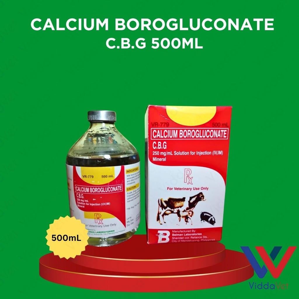 Calcium Borogluconate C.B.G. 250mg/mL Solution 500mL