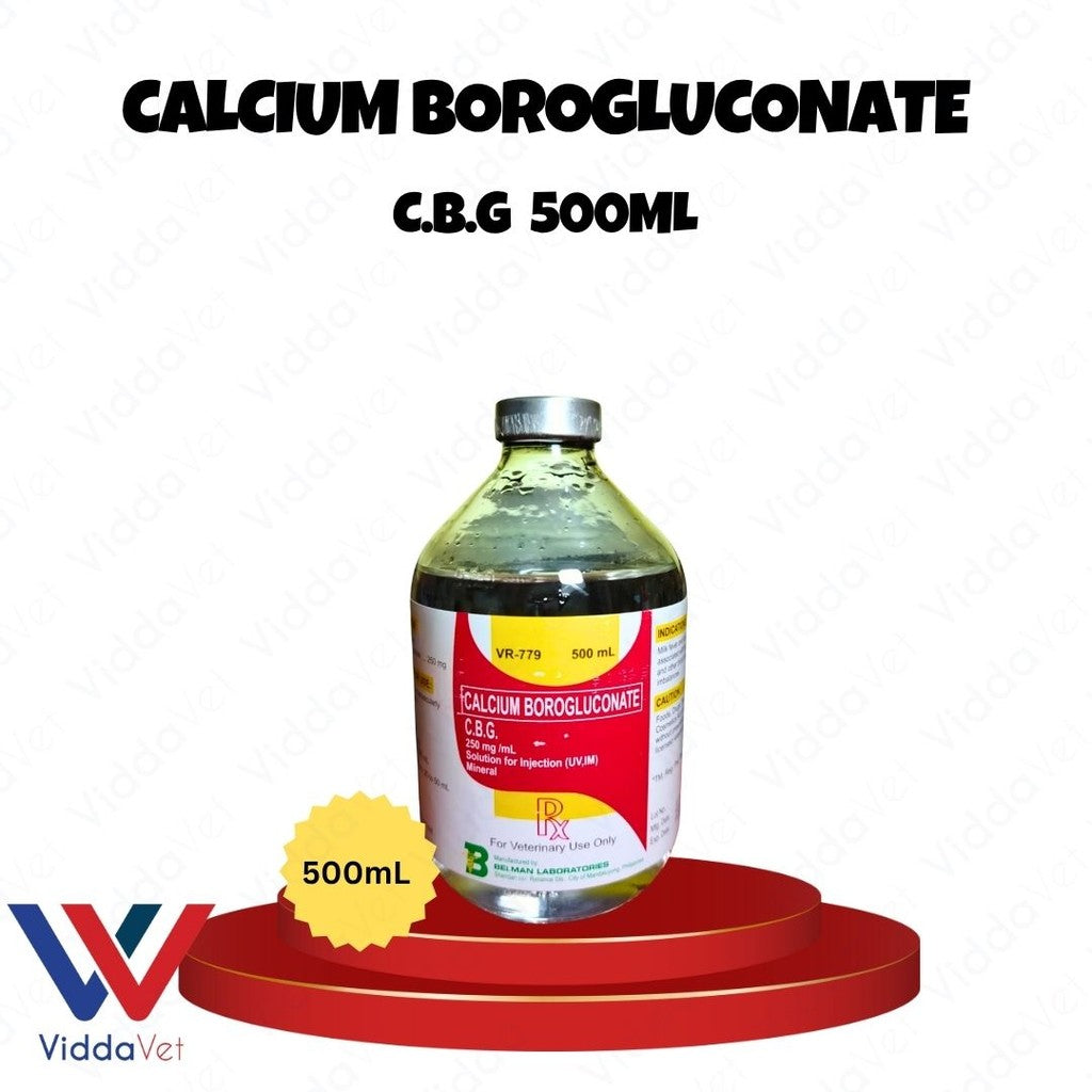Calcium Borogluconate C.B.G. 250mg/mL Solution 500mL