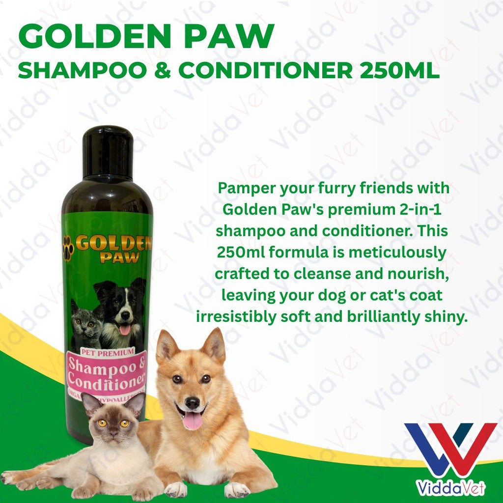 Golden Paw 2-in-1 Pet Shampoo & Conditioner 250ML