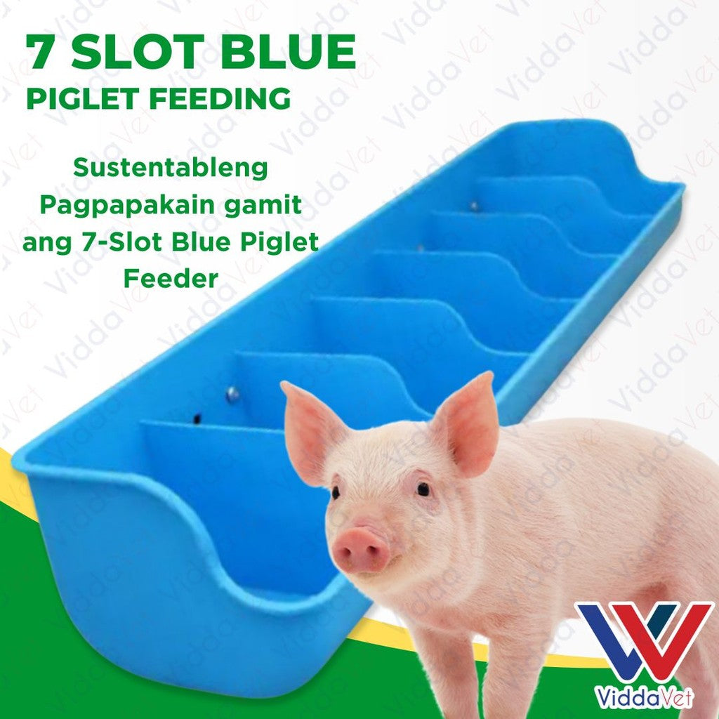 7 Slot Blue Piglet Feeder
