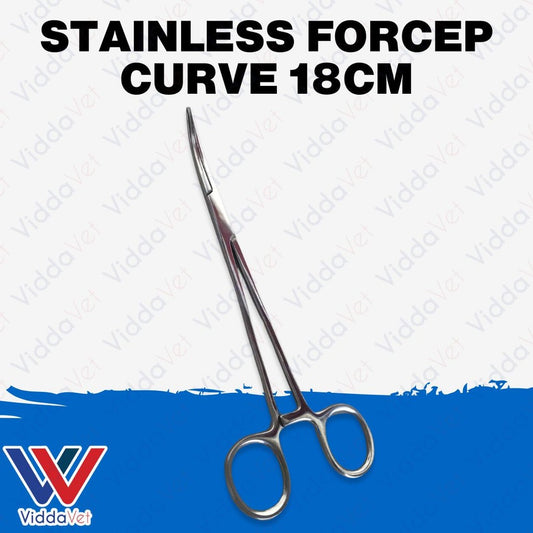 Stainless Steel Curved Forceps 18cm