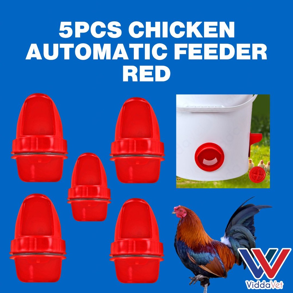 Chicken Automatic Feeder Red 5pcs