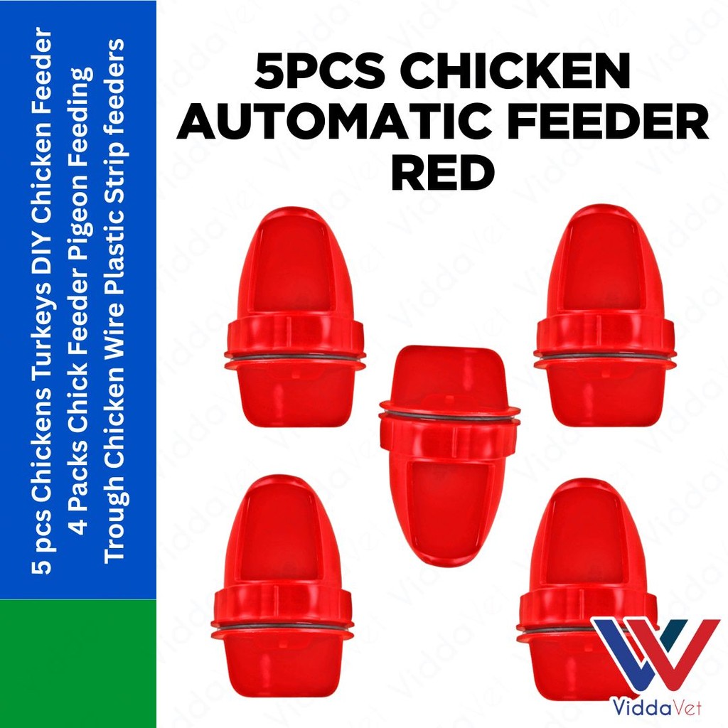 Chicken Automatic Feeder Red 5pcs