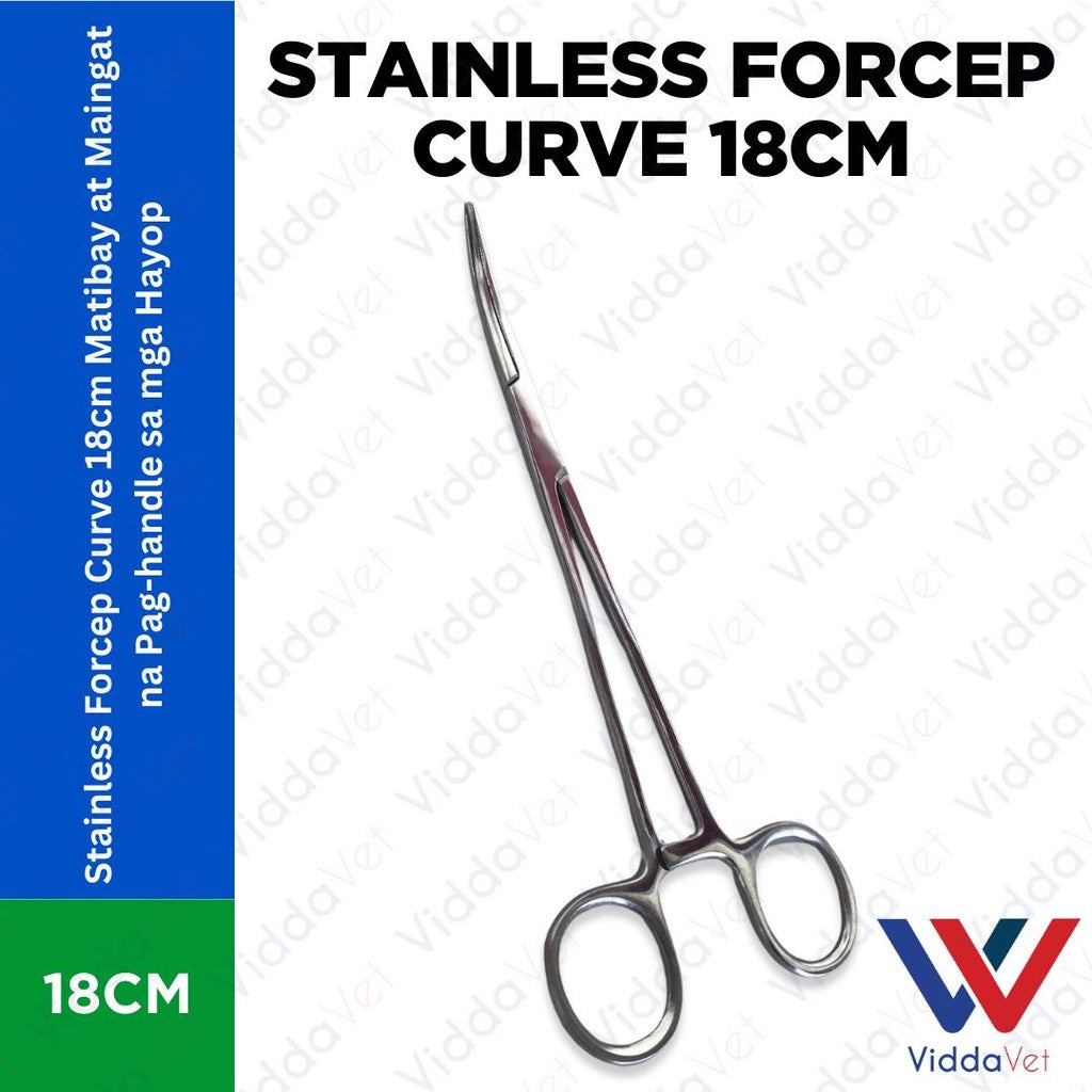 Stainless Steel Curved Forceps 18cm