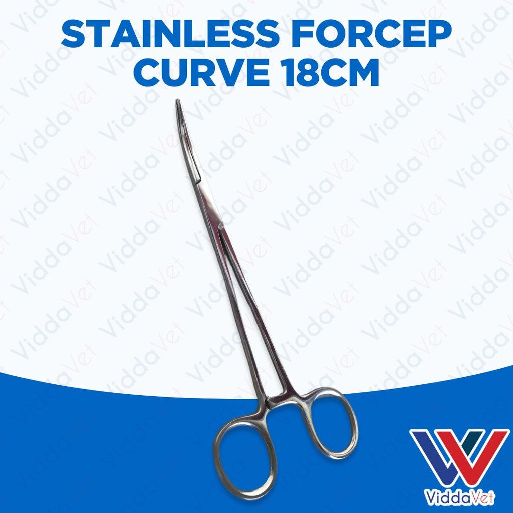Stainless Steel Curved Forceps 18cm