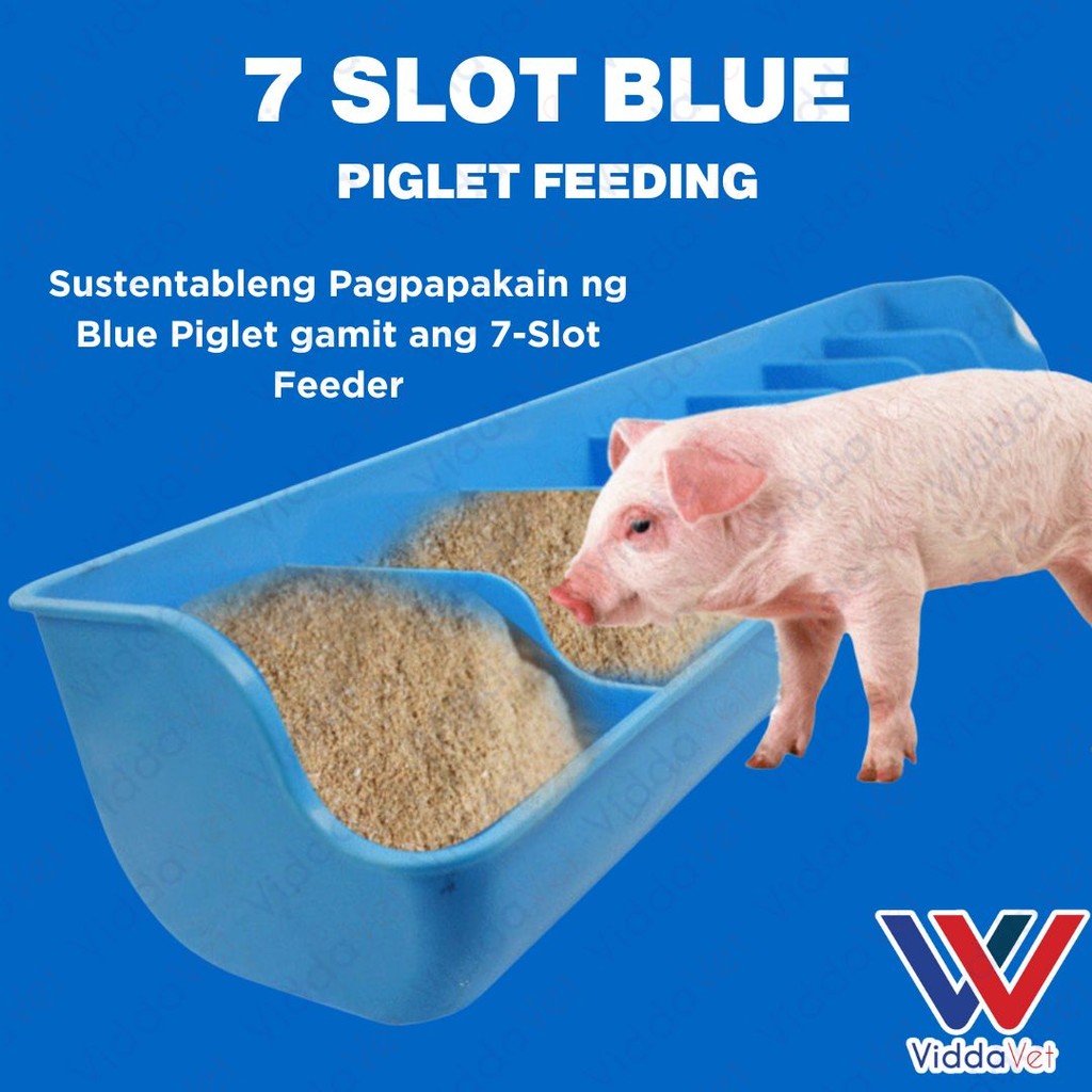 7 Slot Blue Piglet Feeder