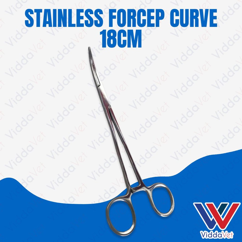 Stainless Steel Curved Forceps 18cm