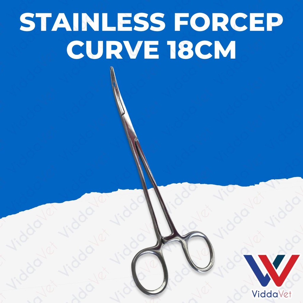 Stainless Steel Curved Forceps 18cm