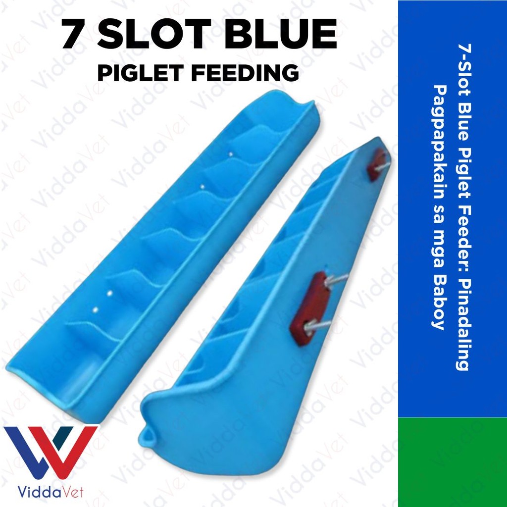 7 Slot Blue Piglet Feeder