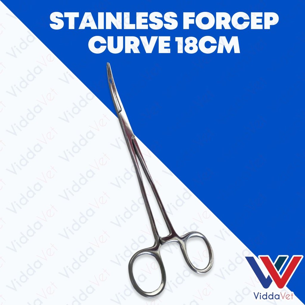 Stainless Steel Curved Forceps 18cm