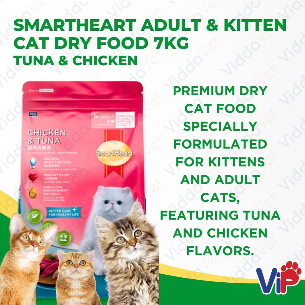 SmartHeart Adult & Kitten Cat Food  Tuna and Chicken 7kg