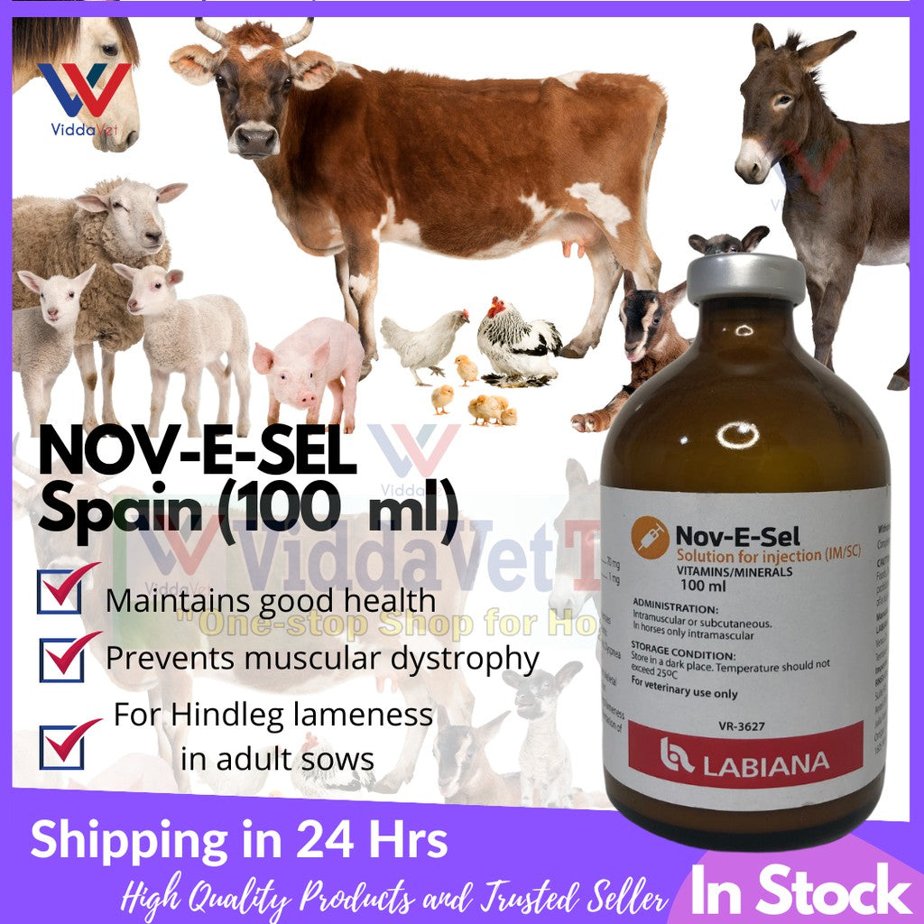 Nov E Sel Inj. Vitamin E + Selenium 100mL for animals pets livestock