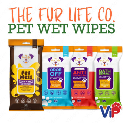 The Fur Life Co. Natural Pet Wipes Anti Tick Odor Off Bath Refresh and Mess Cleaner for Pets