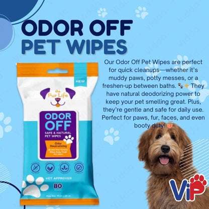 The Fur Life Co. Natural Pet Wipes Anti Tick Odor Off Bath Refresh and Mess Cleaner for Pets