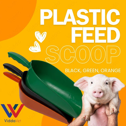 Plastic Feed Scoop for Animal Feed and Pet Supplies Orange Green Black