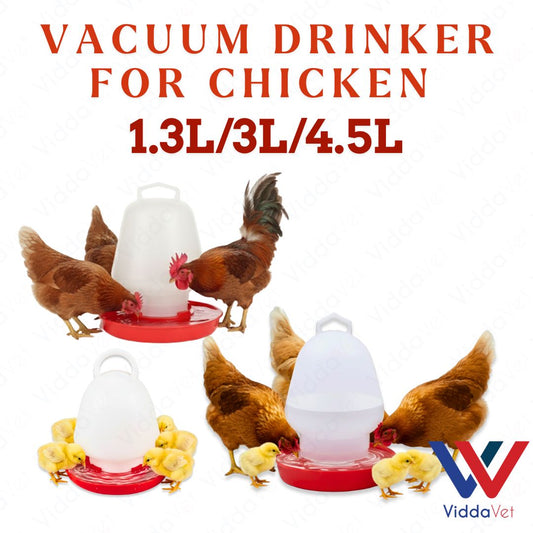 Poultry Vacuum Drinker Durable Plastic Water Feeder for Backyard Chickens and Gamefowl