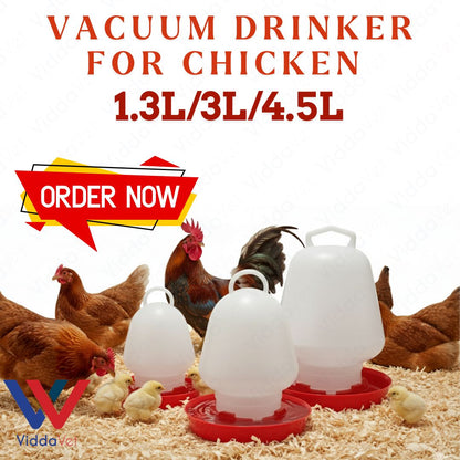 Poultry Vacuum Drinker Durable Plastic Water Feeder for Backyard Chickens and Gamefowl