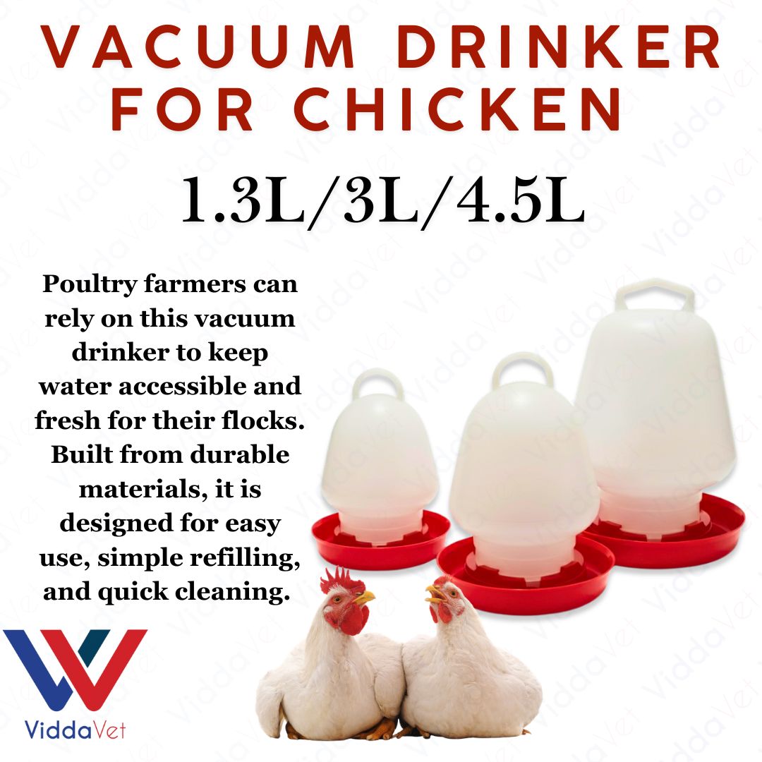 Poultry Vacuum Drinker Durable Plastic Water Feeder for Backyard Chickens and Gamefowl