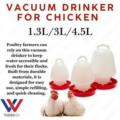 Poultry Vacuum Drinker Durable Plastic Water Feeder for Backyard Chickens and Gamefowl