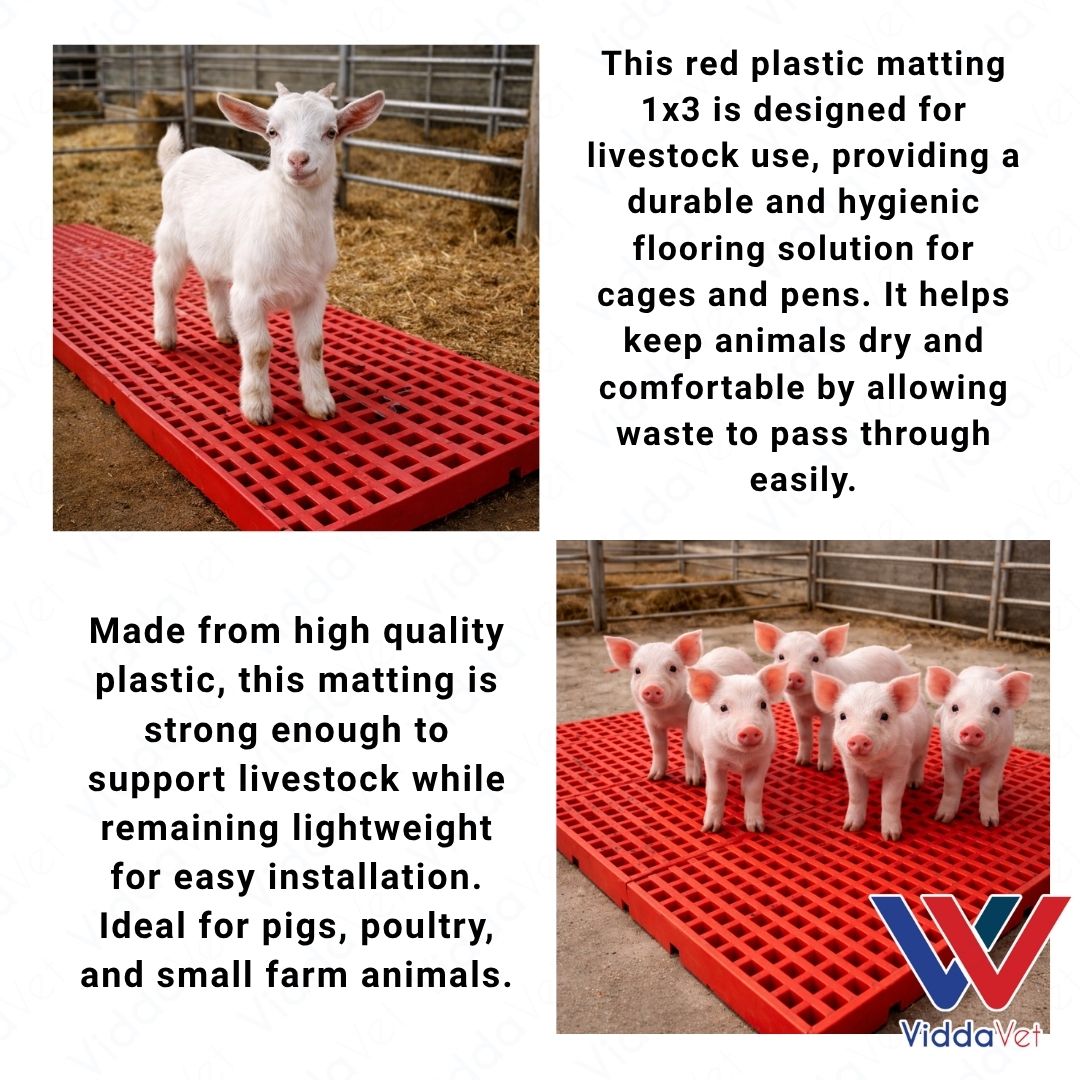 1x3 Red Plastic Matting Durable Flooring for Livestock Cages and Pens