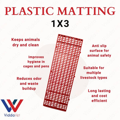 1x3 Red Plastic Matting Durable Flooring for Livestock Cages and Pens