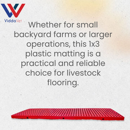1x3 Red Plastic Matting Durable Flooring for Livestock Cages and Pens
