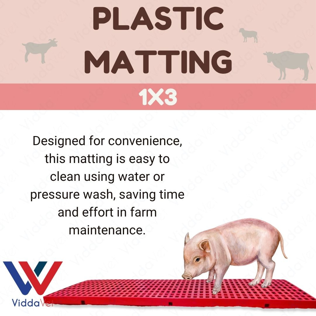 1x3 Red Plastic Matting Durable Flooring for Livestock Cages and Pens